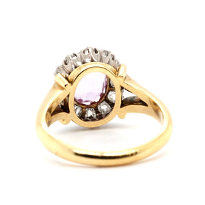 Victorian Pink Topaz and Diamond Cluster Ring