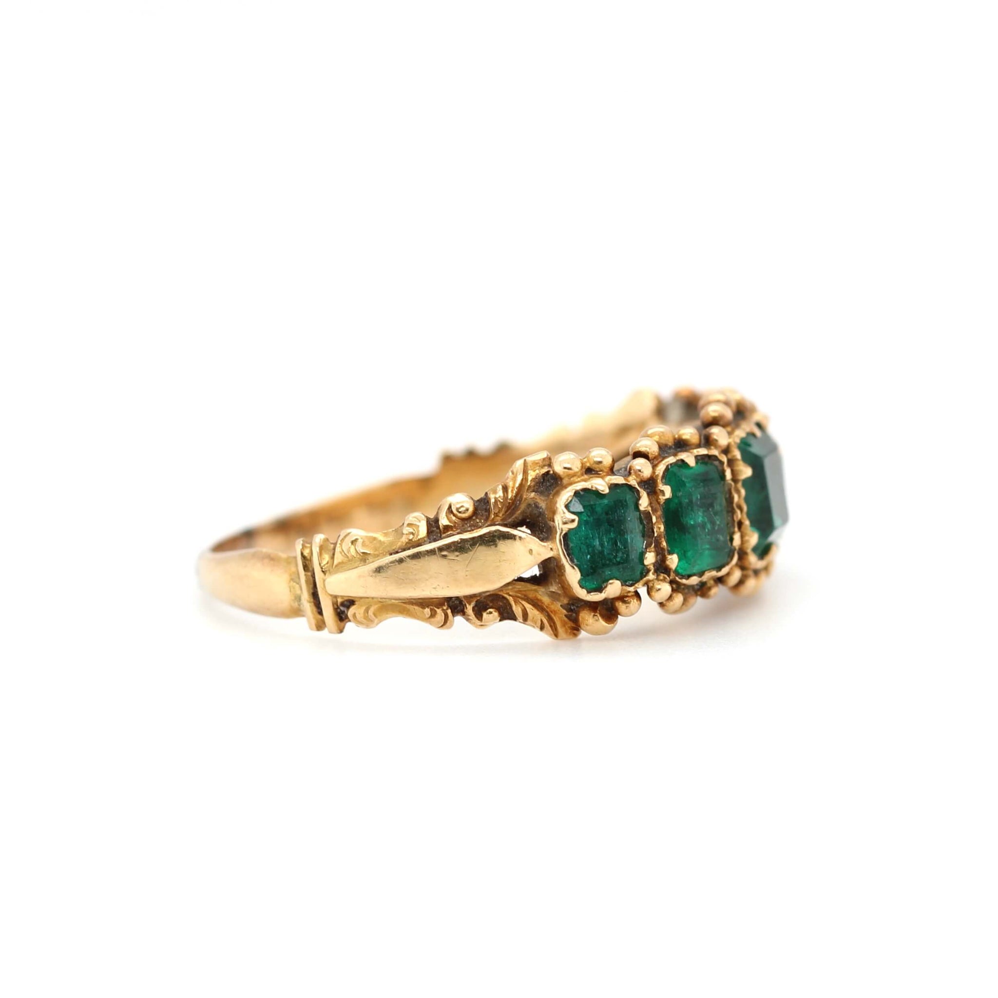 Georgian Emerald 5 Stone Ring