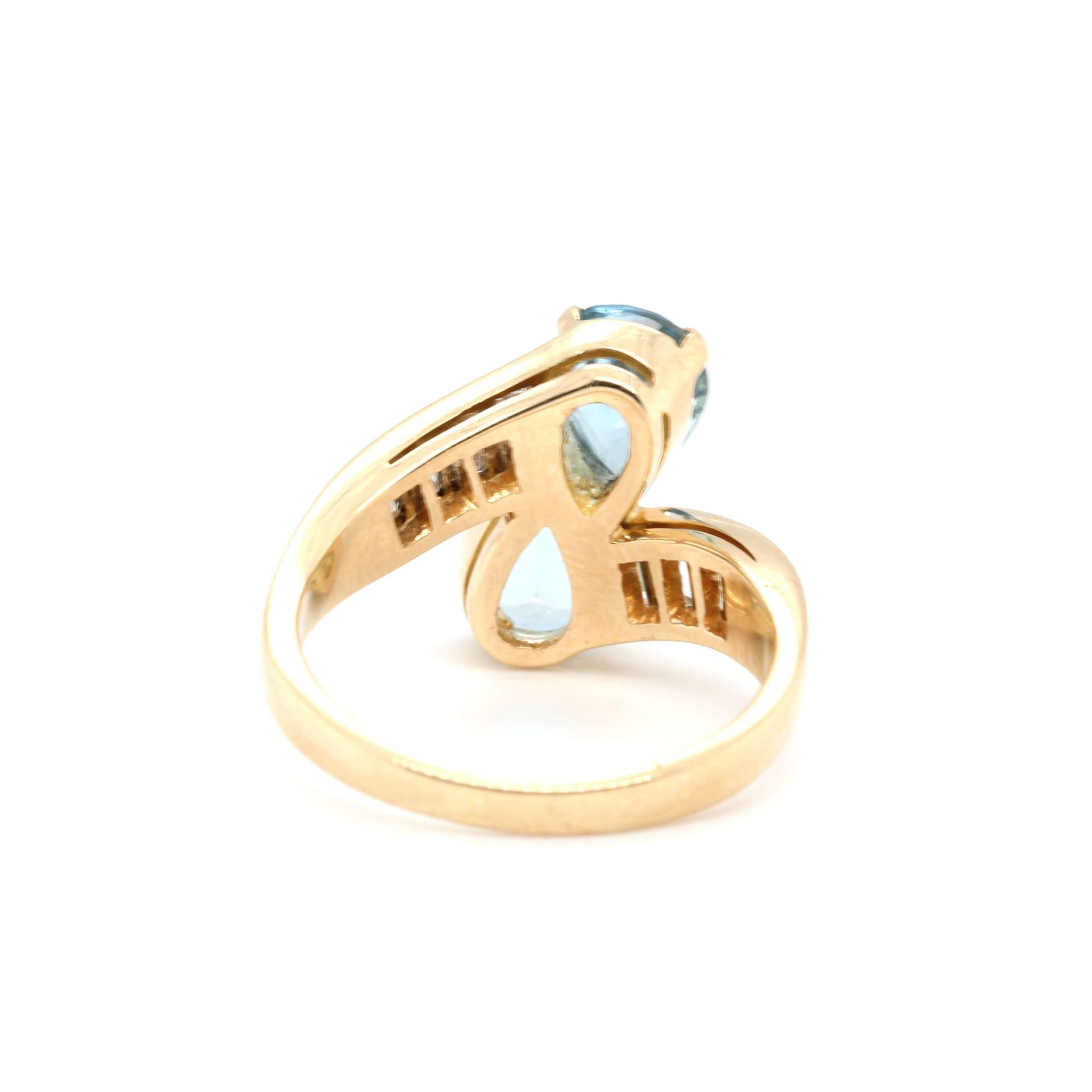 Aquamarine and Diamond Toi Et Moi Ring