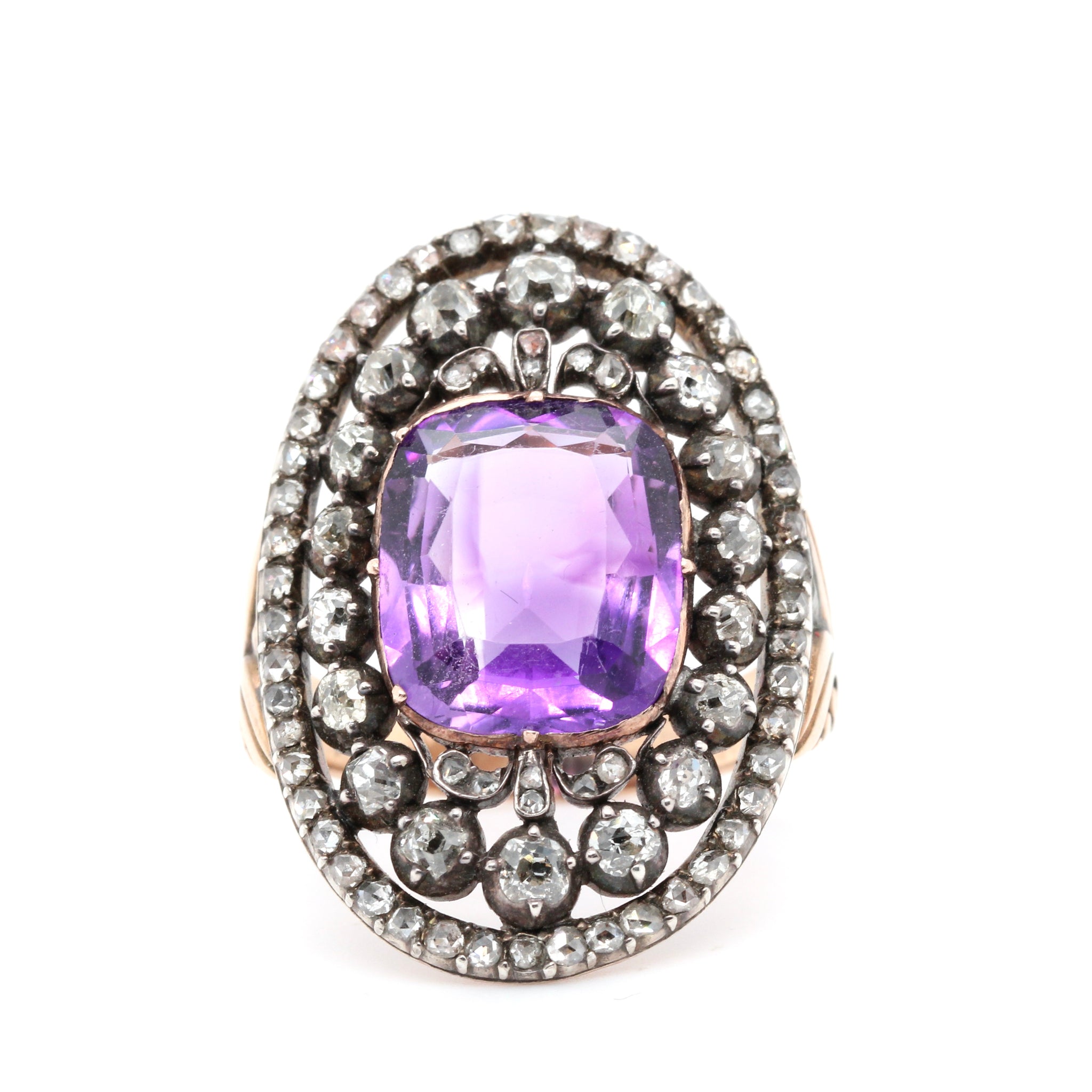 Early 19th Century Amethyst and Diamond Plaque Ring