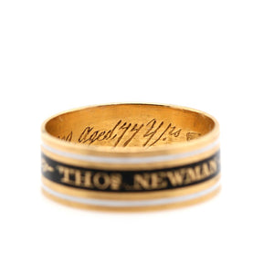 Georgian Enamel Memorial Band Ring "Thos Newman 1807"