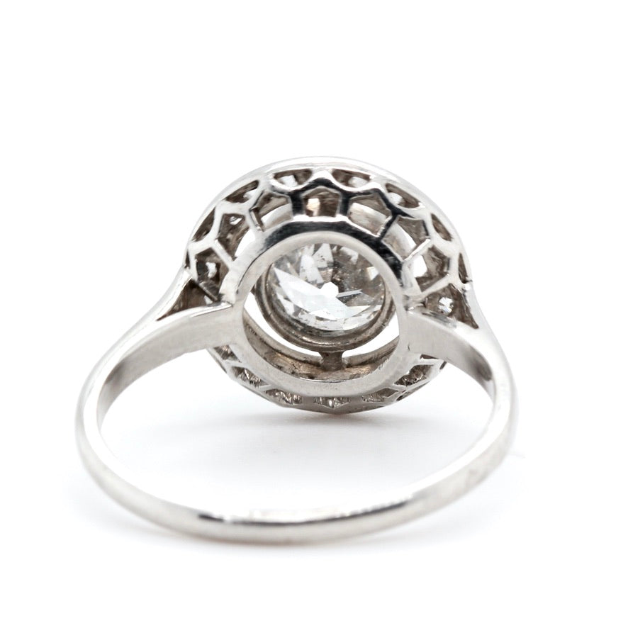 French Diamond Halo Ring