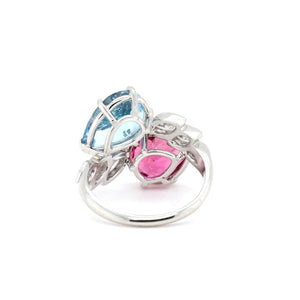 1960s Aquamarine Tourmaline and Diamond Ring