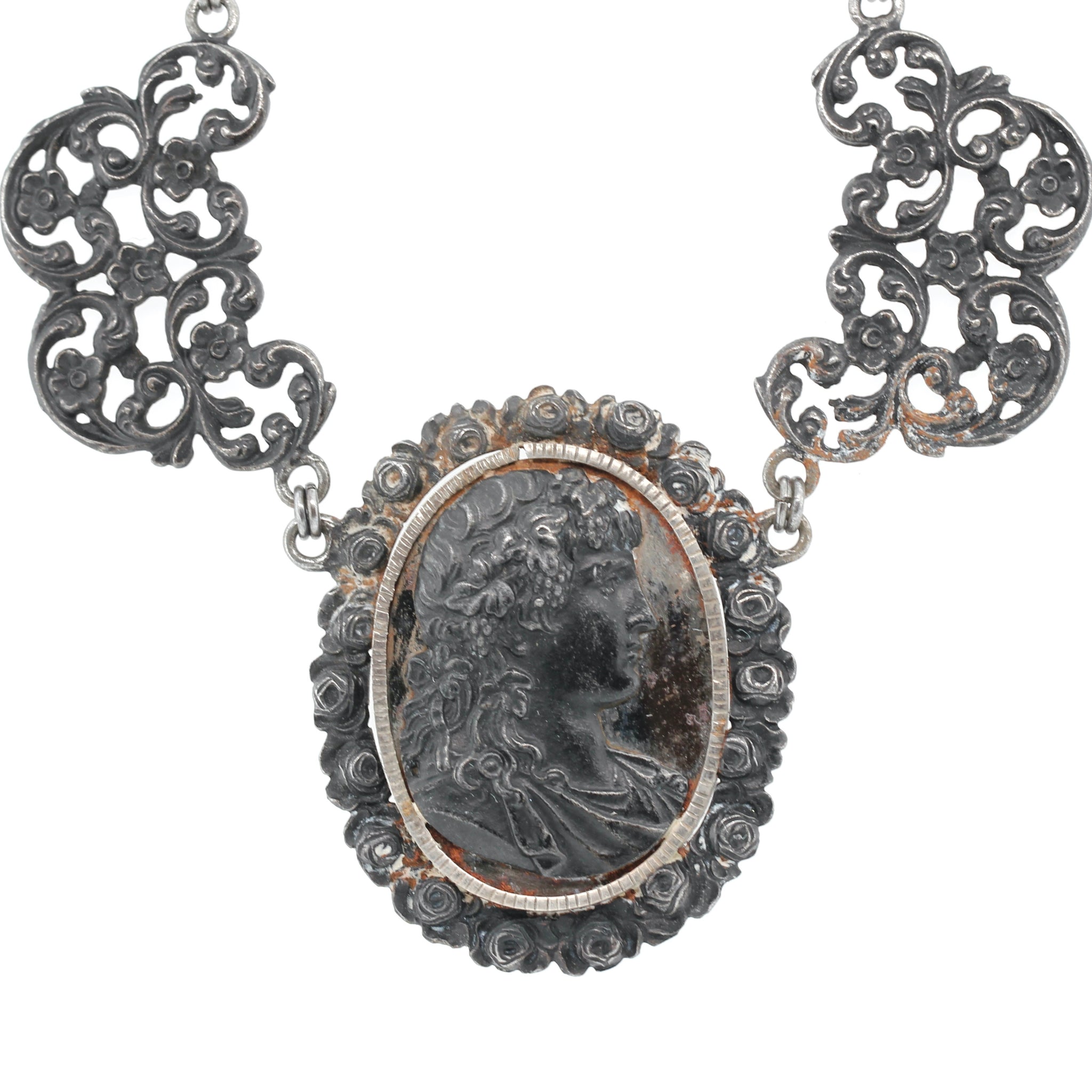 Victorian Berlin Iron Cameo Necklace