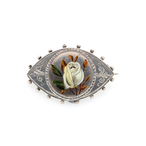 Victorian Silver Enamel Flower Brooch