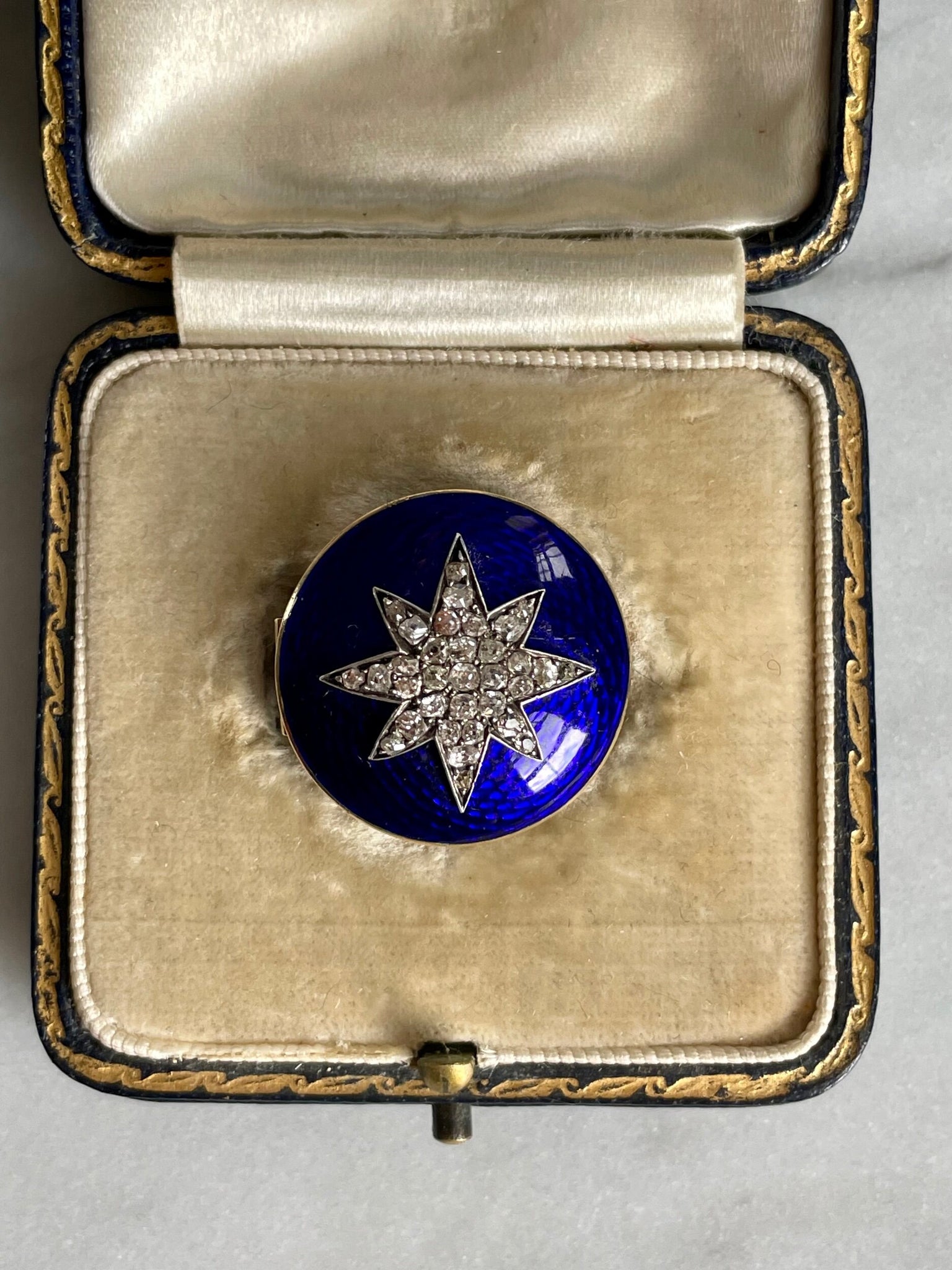 Victorian Enamel & Diamond Star Circle Brooch