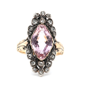 French Victorian Pink Topaz and Diamond Ring