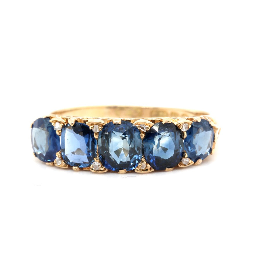 Victorian Natural Sapphire Five Stone Ring