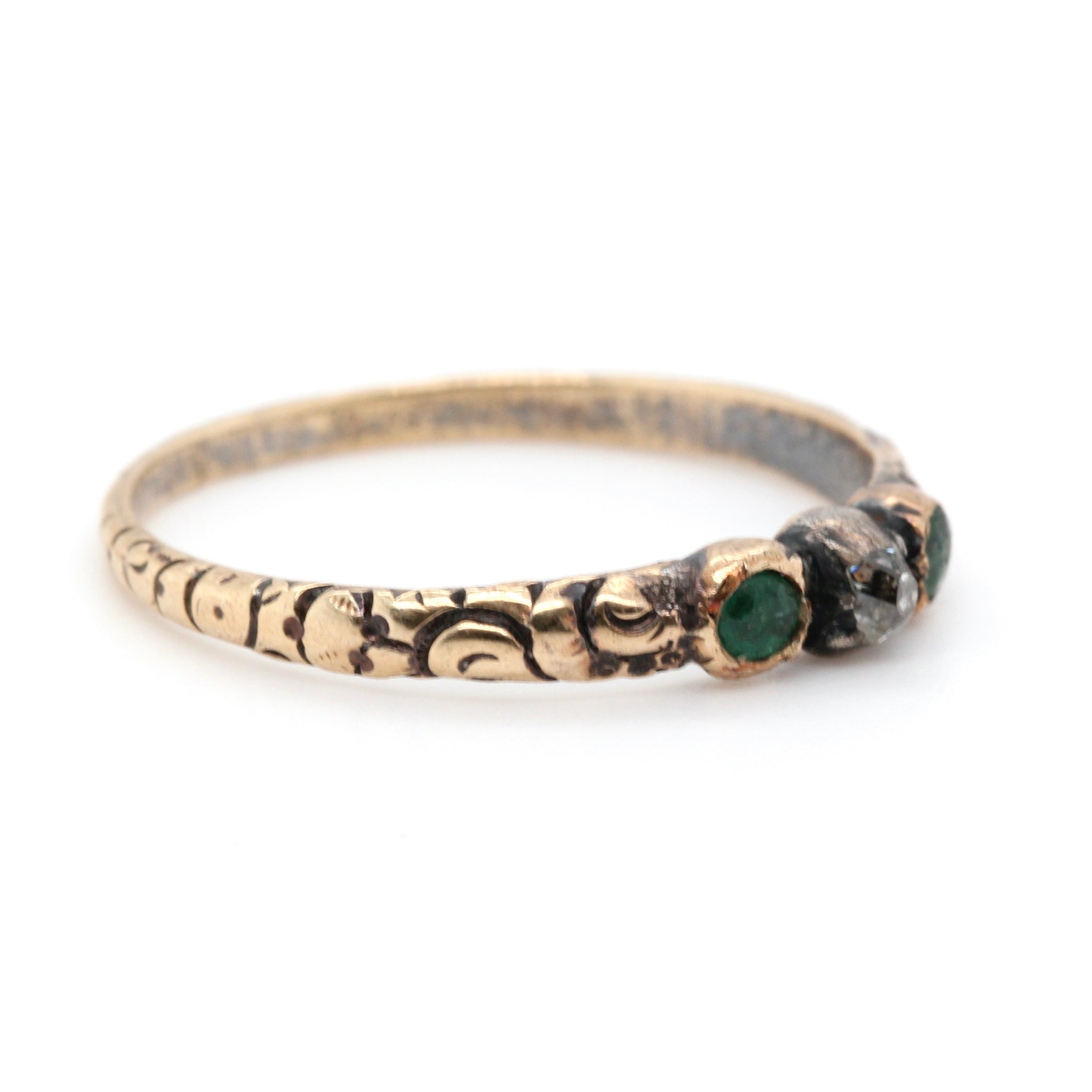Tiny Georgian Emerald and Diamond Ring