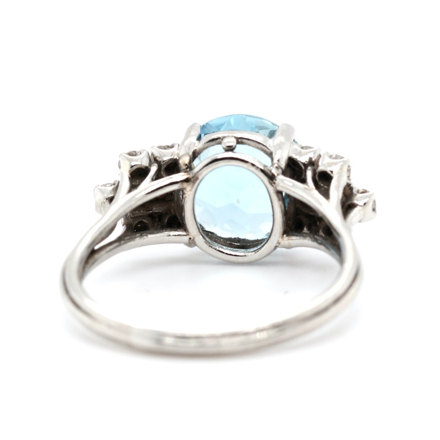 1930's Aquamarine and Diamond Ring