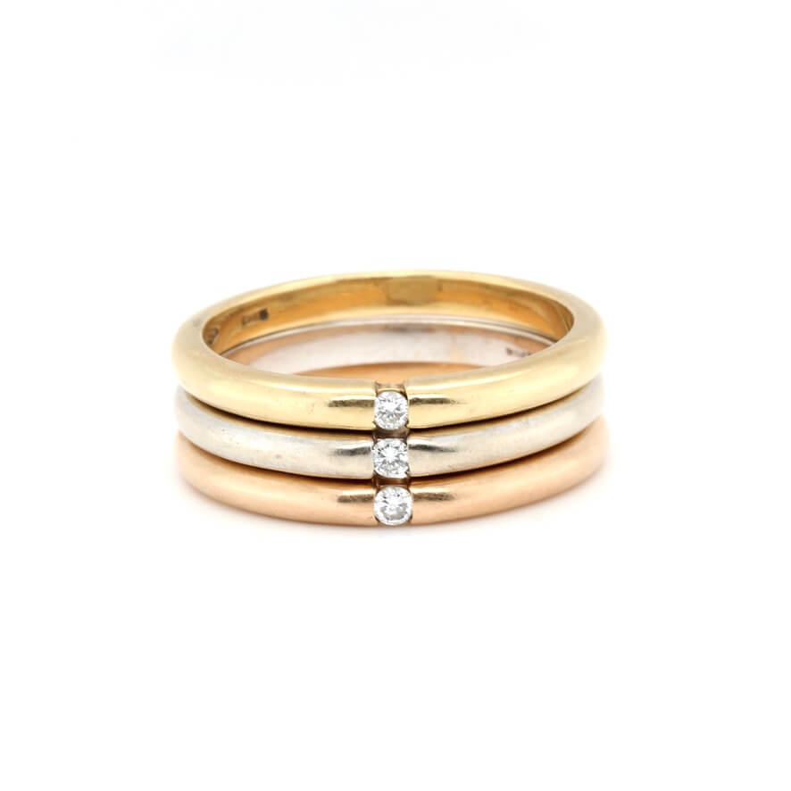 3 Colour Gold Diamond Rings
