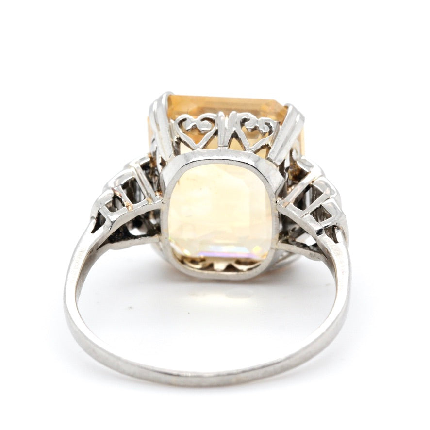 Art Deco Yellow Sapphire Diamond Ring
