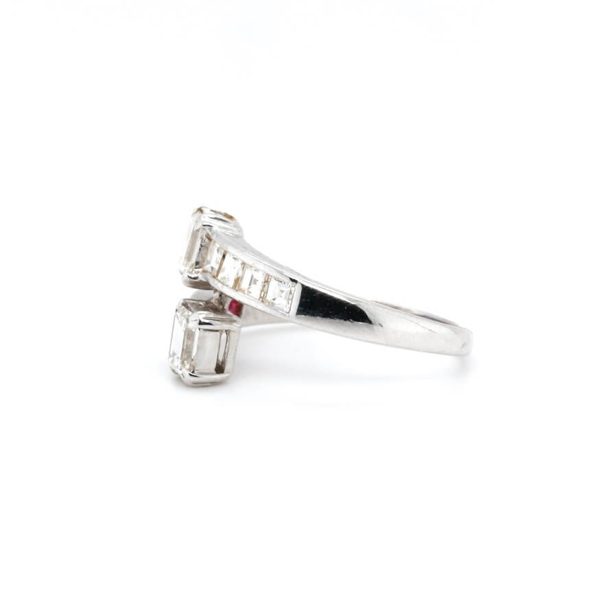 Ruby and Diamond Crossover Ring