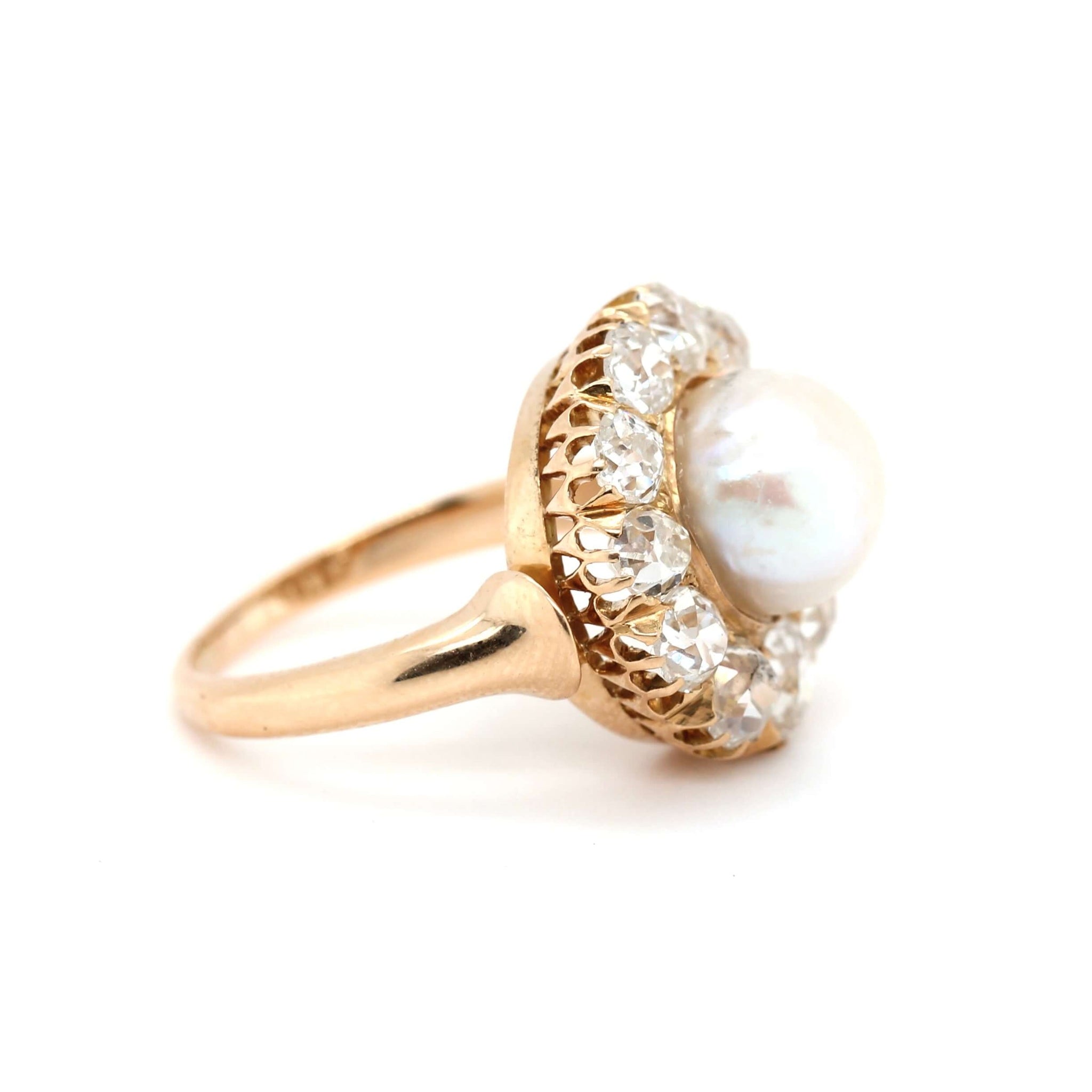 Victorian Pearl and Diamond Cluster Ring