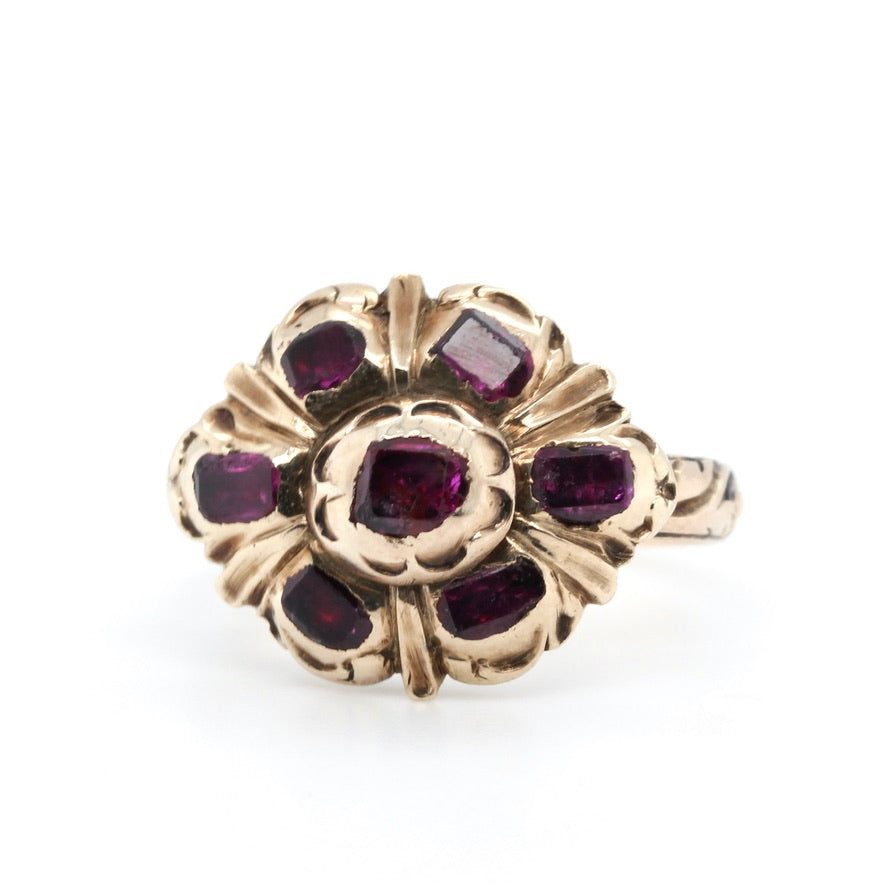 17th Century Iberian Ruby Cluster Ring