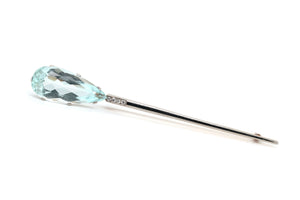 Victorian Aquamarine and Diamond Jabot Pin