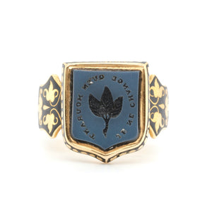 Victorian Enamel And Hardstone Shield Ring