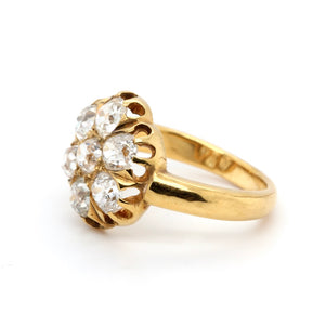 Large 18ct Gold Victorian Diamond Cluster Ring