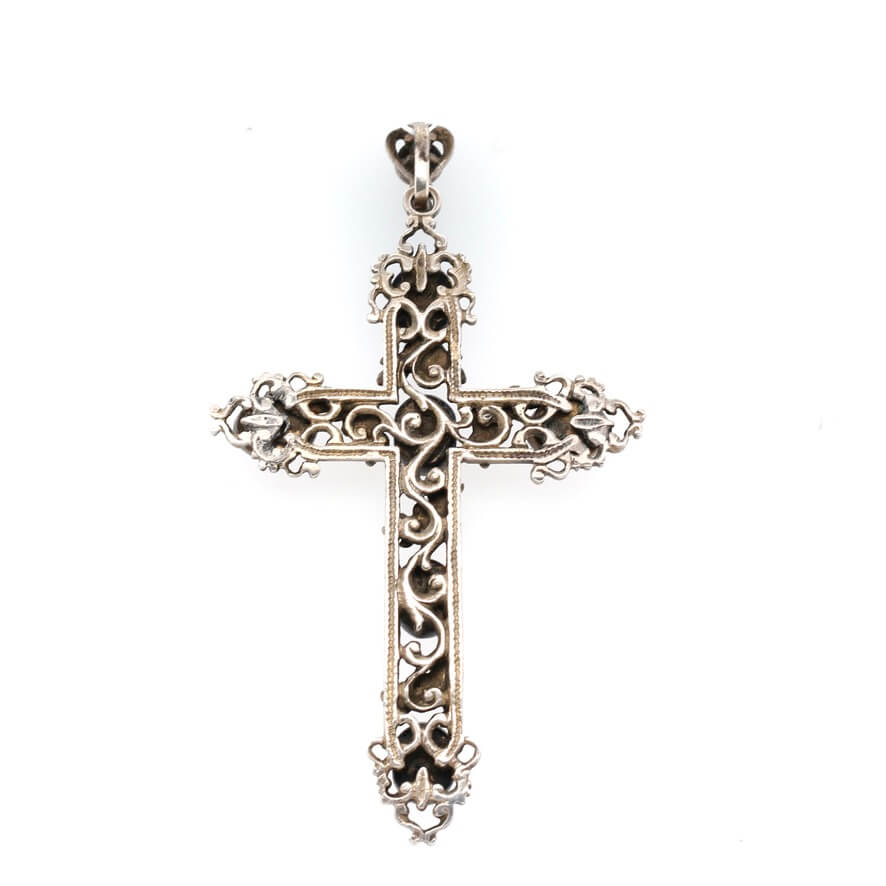 Edwardian Opaline and Silver Cross