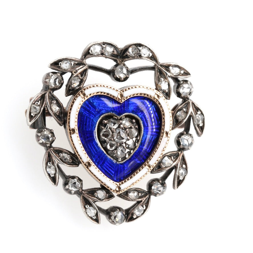 Victorian Enamel Heart Brooch/Pendant