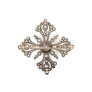 Victorian Diamond Maltese Cross Brooch