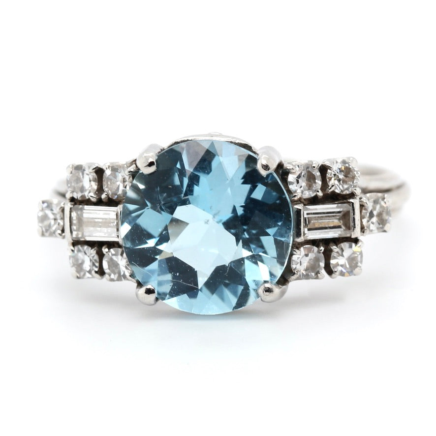 1930's Aquamarine and Diamond Ring