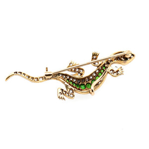 Victorian Garnet and Diamond Salamander Brooch