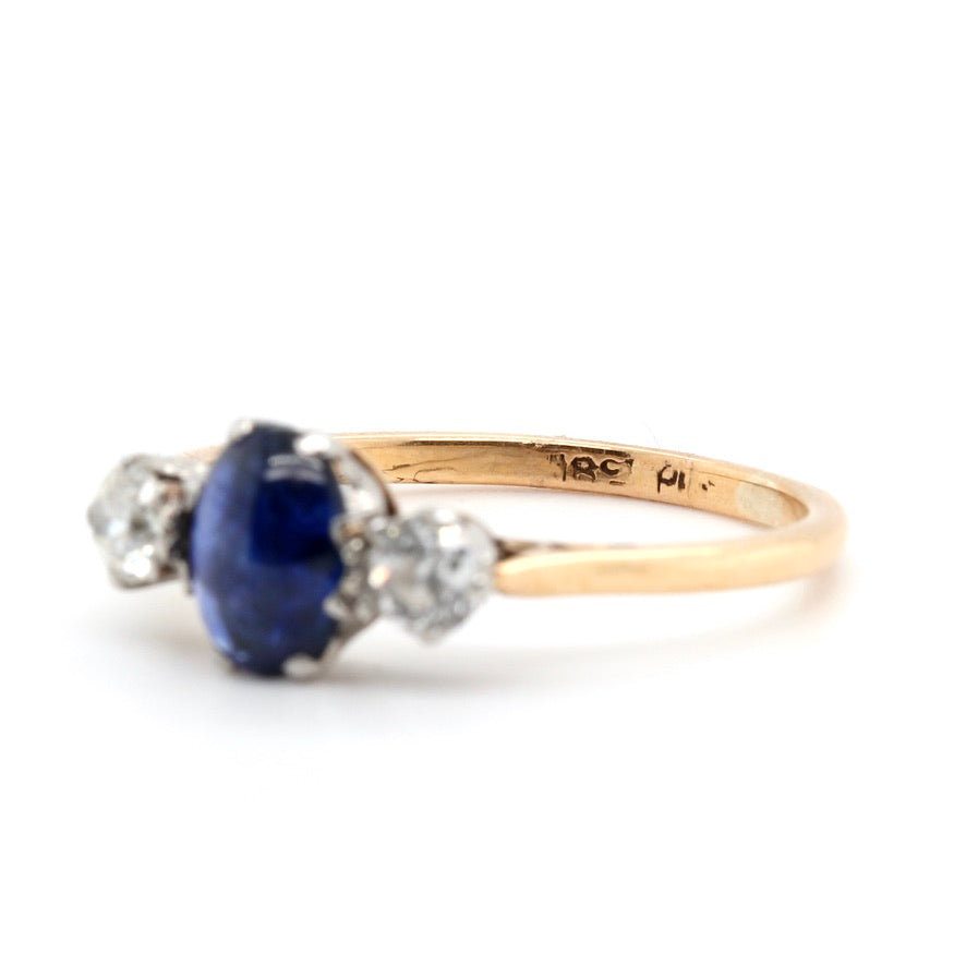 Cabochon Sapphire and Diamond Ring