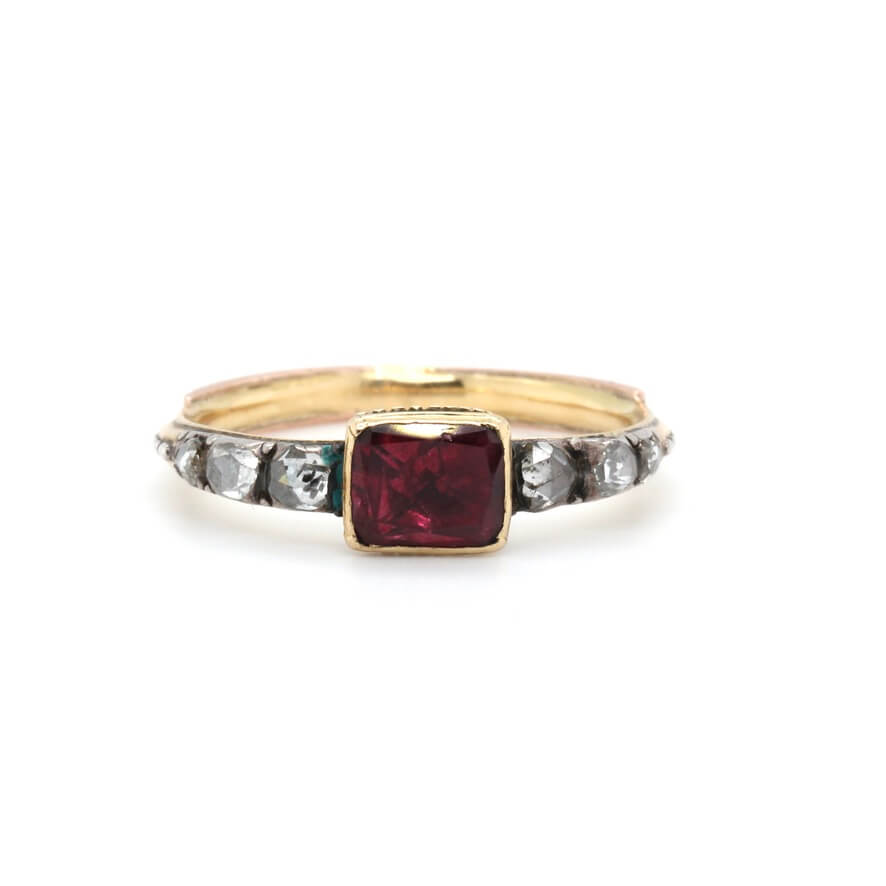Georgian Garnet and Rose Diamond Ring