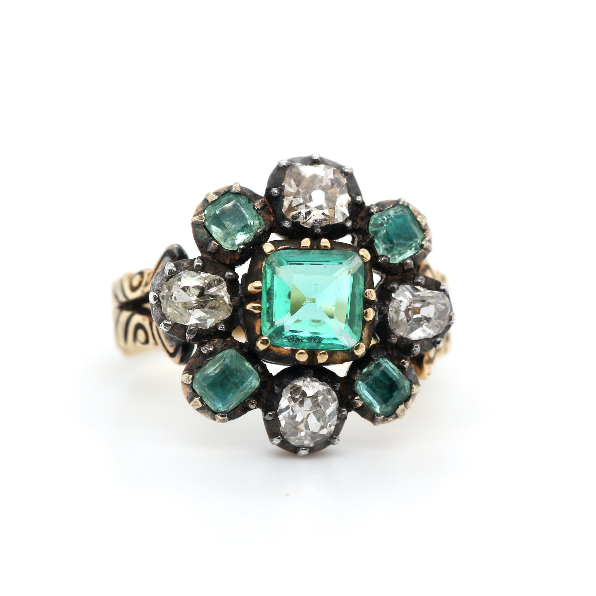 Emerald Diamond Georgian/Victorian Ring