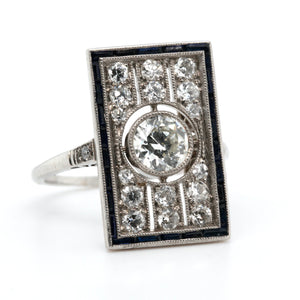 1920's Platinum, Diamond and Sapphire Ring