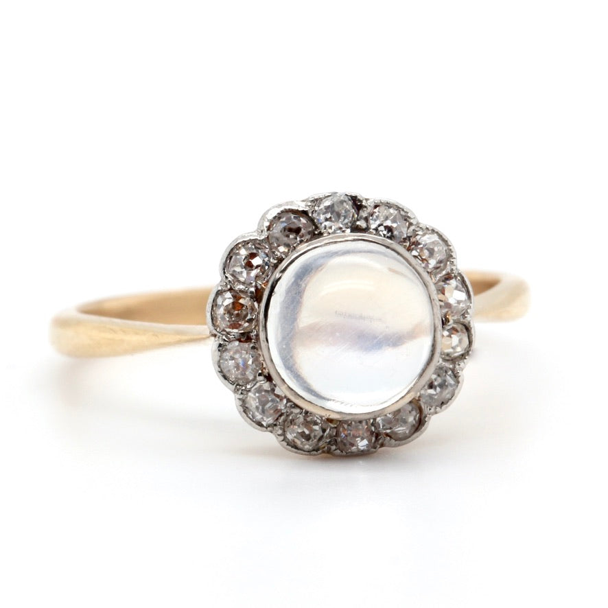 Edwardian Moonstone and Diamond Ring