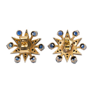 Victorian Sapphire, Pearl and Diamond Star Earrings