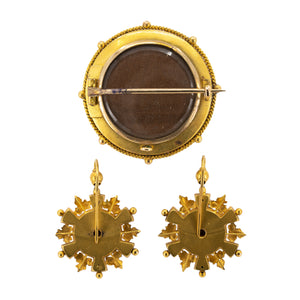 Victorian Gold Brooch and Earring Suite