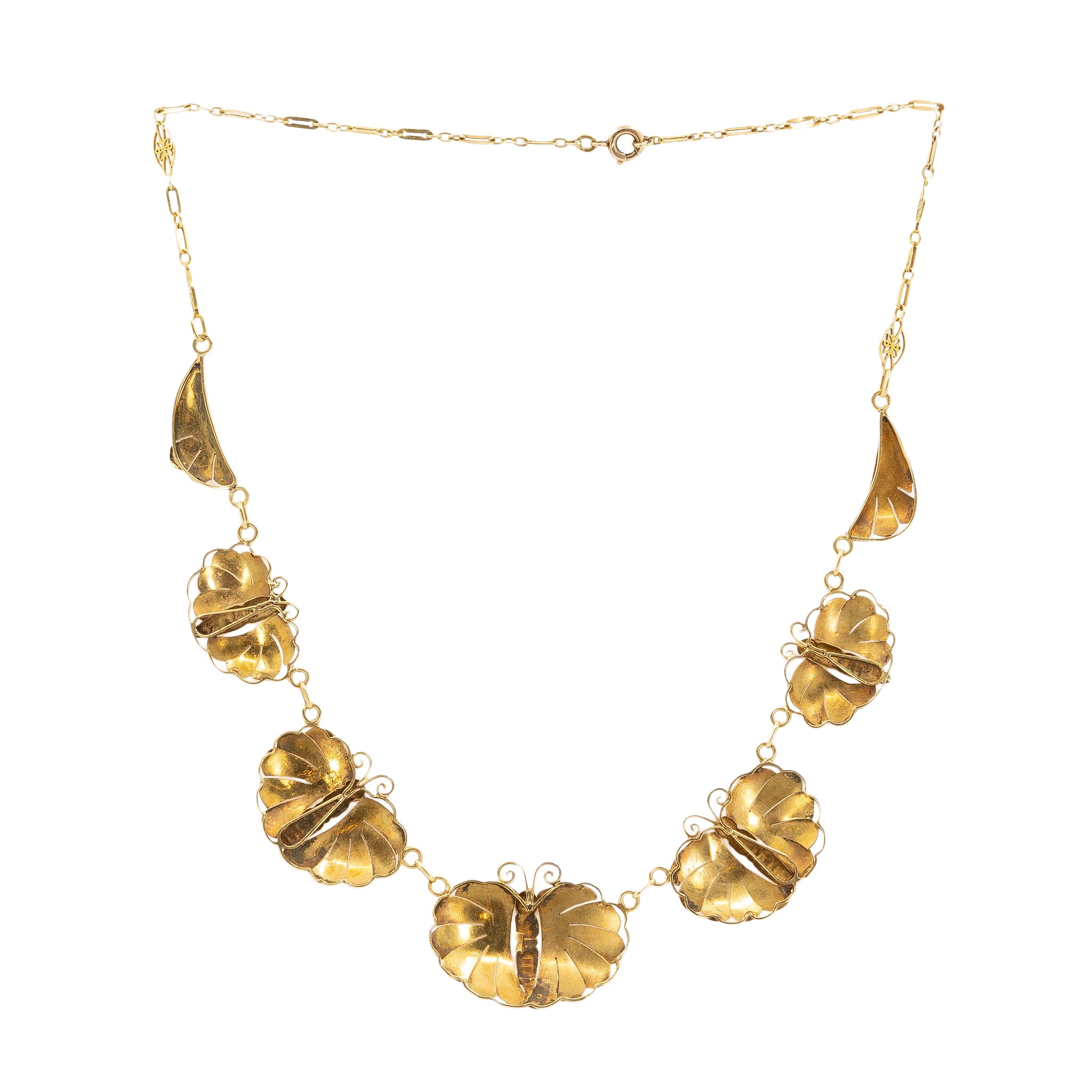 French 19th Century Gold Butterfly Necklace