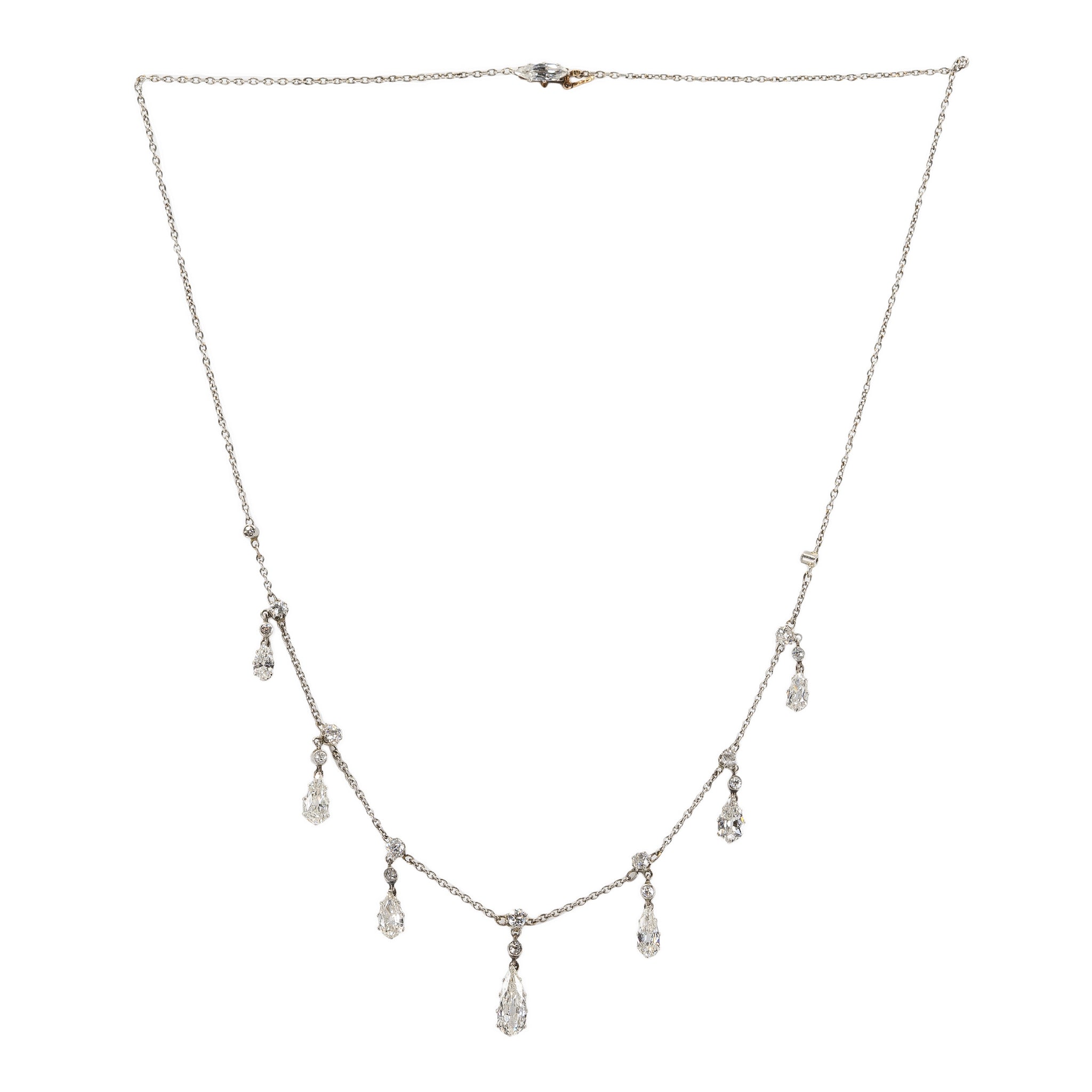 Edwardian Diamond and Platinum Drop Necklace