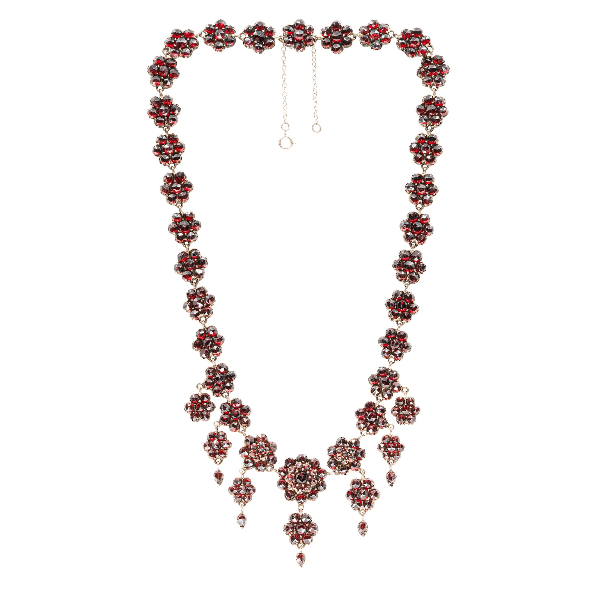 Antique Bohemian Garnet Necklace Rose Cut Stones From Czechoslovakia 1900  Am Double Germany. - Etsy