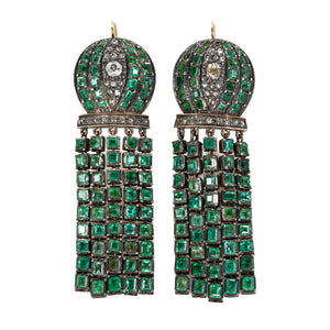 Victorian Emerald and Diamond Drop Earrings