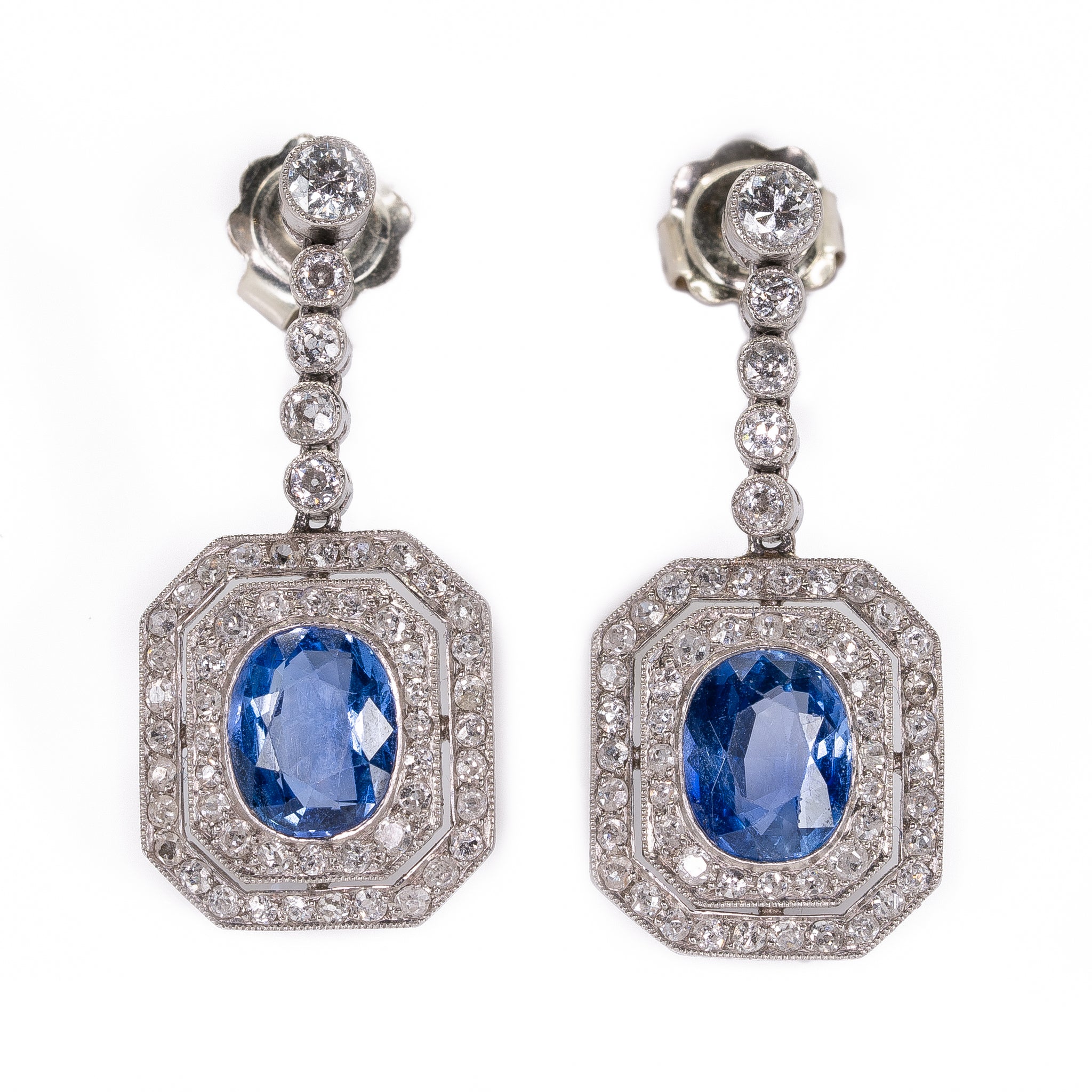 1920's Sapphire and Diamond Earrings