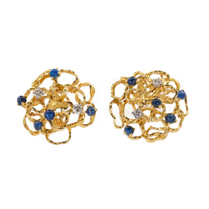 Alan Martin Gard Sapphire and Diamond Earrings