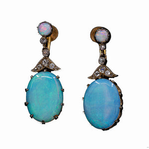 Victorian Opal and Diamond Earrings