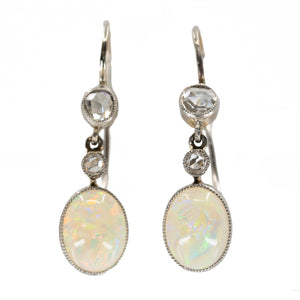 Edwardian Opal and Diamond Earrings