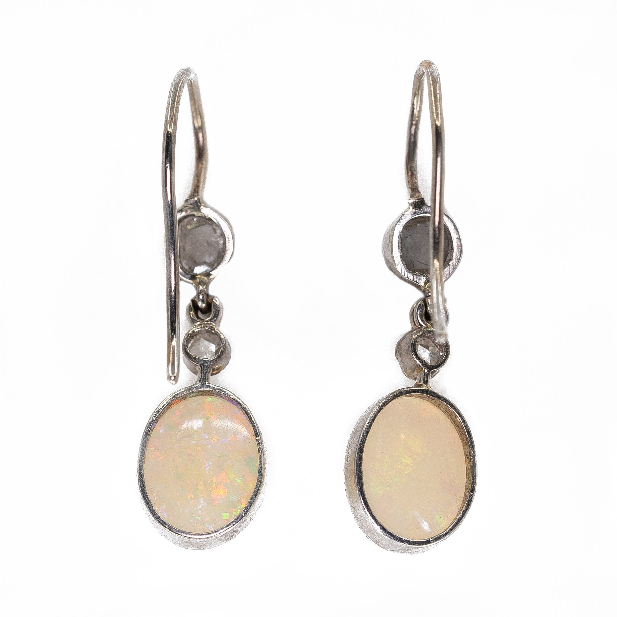 Edwardian Opal and Diamond Earrings