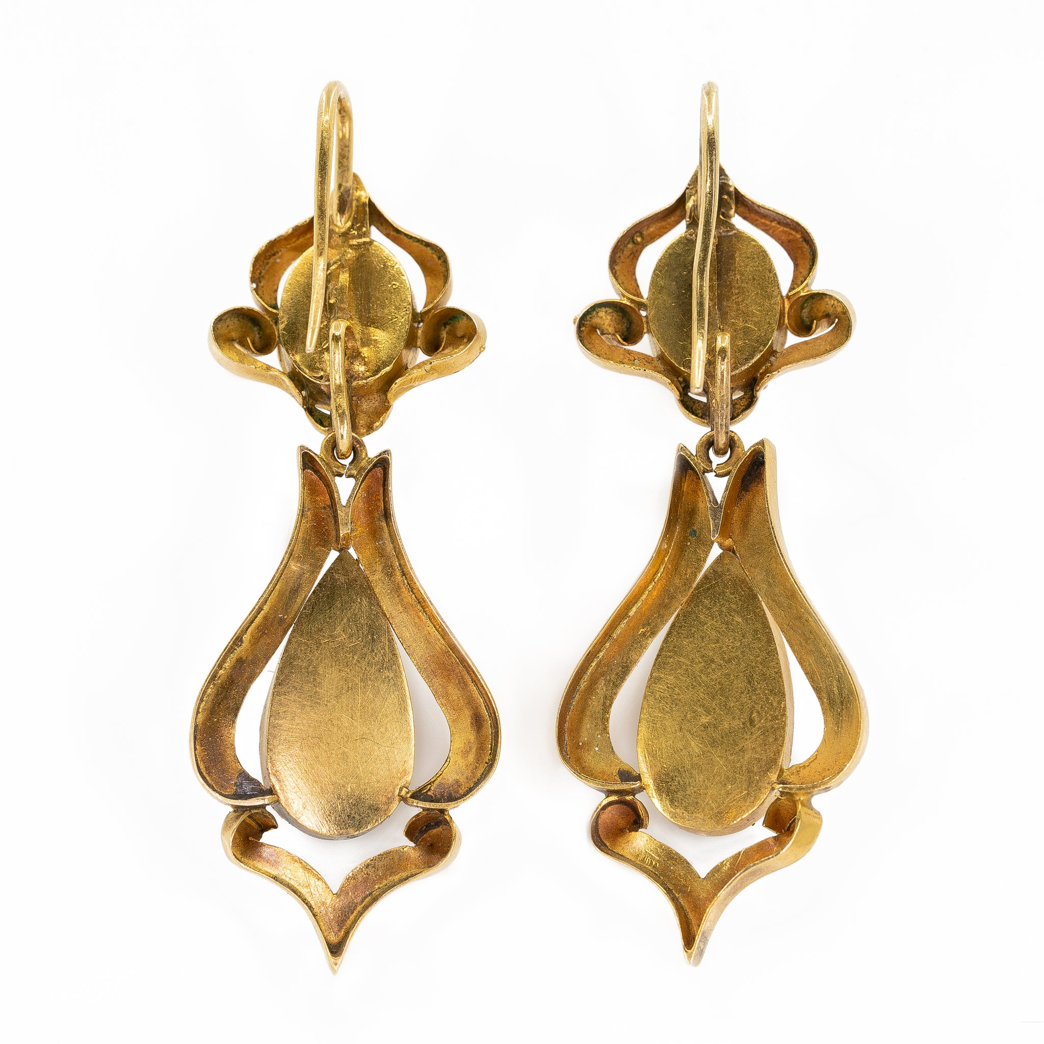 Victorian Cabochon Garnet Drop Earrings