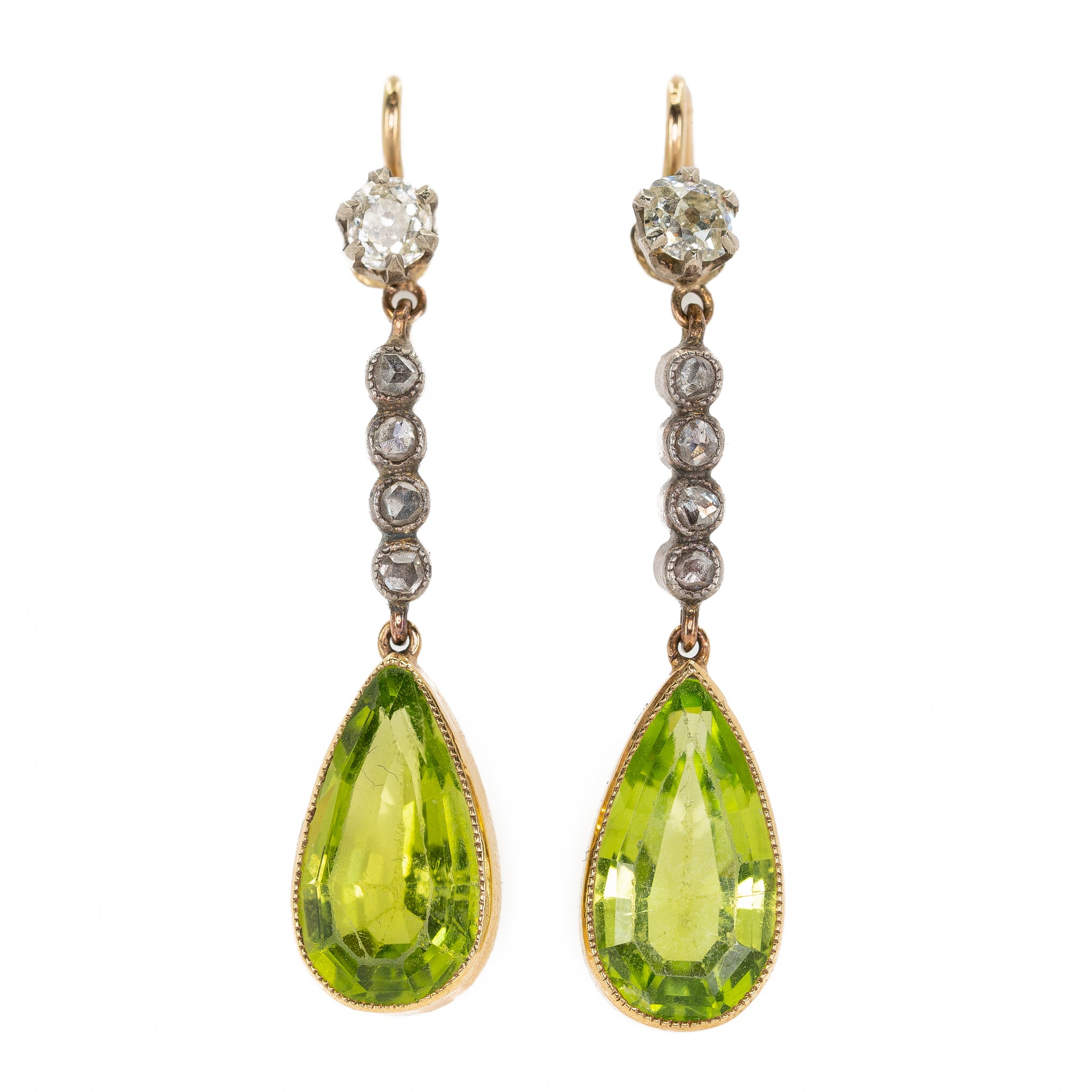 Victorian Peridot and Diamond Drop Earrings