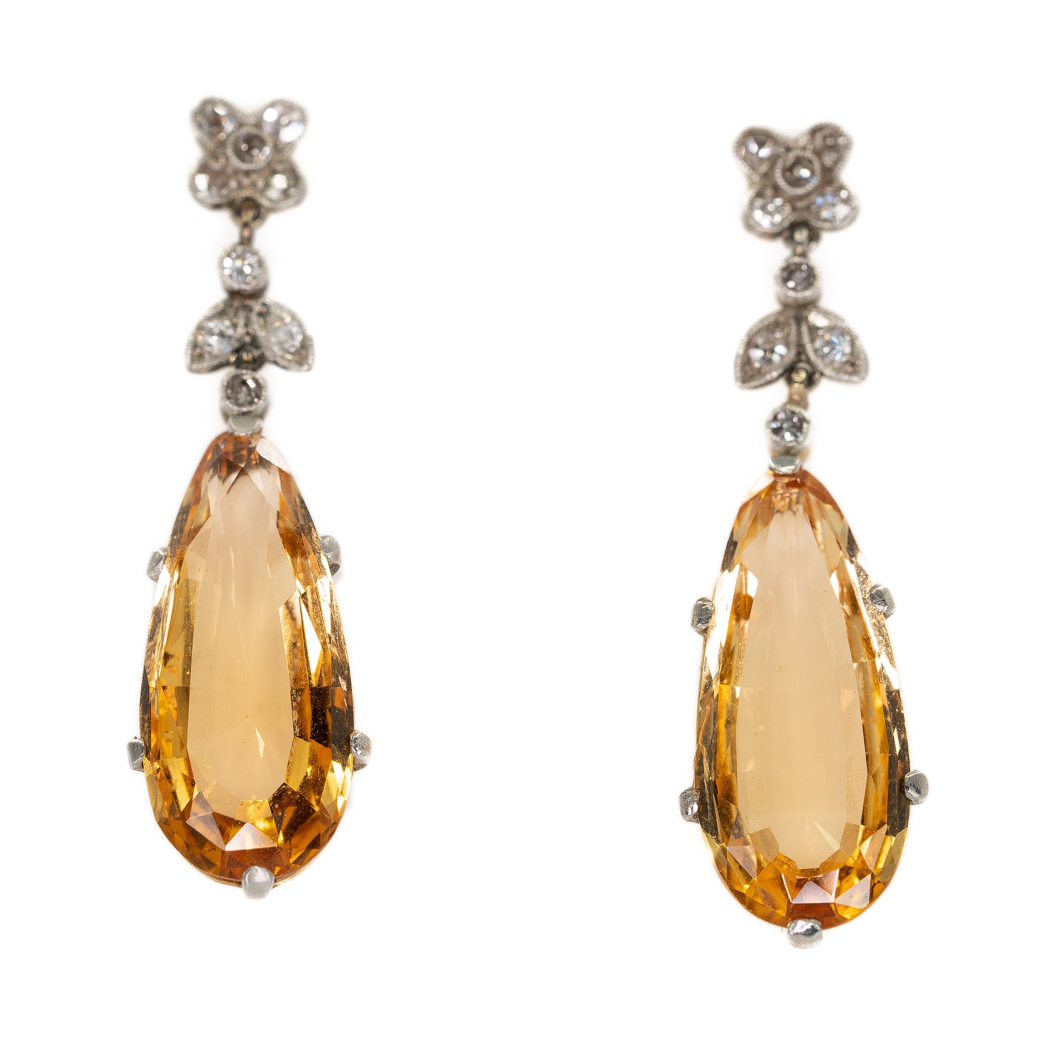 Edwardian Topaz and Diamond Earrings