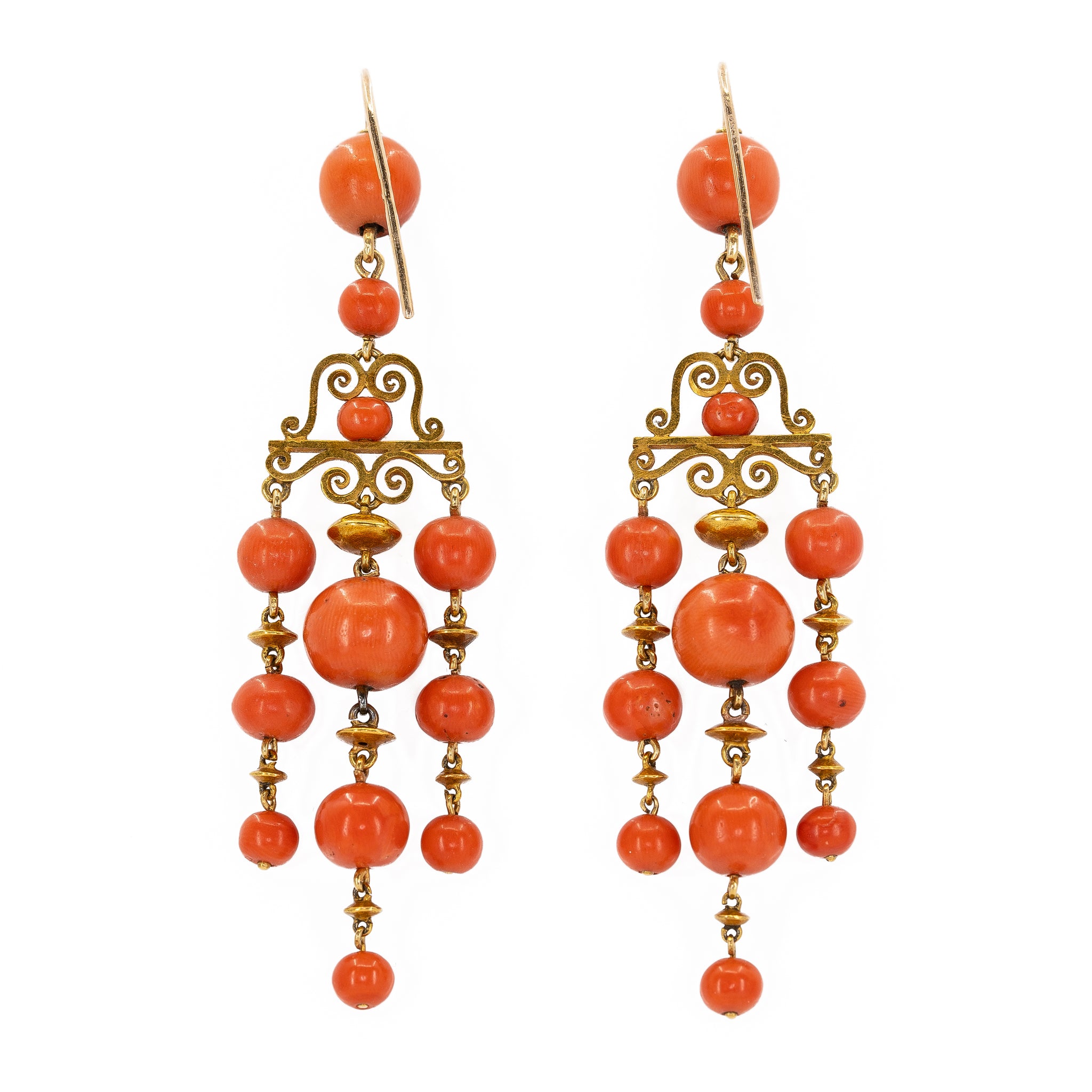 Nineteenth Century French Coral and Gold Earrings