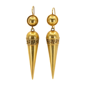 Victorian Gold Torpedo Shaped Earrings