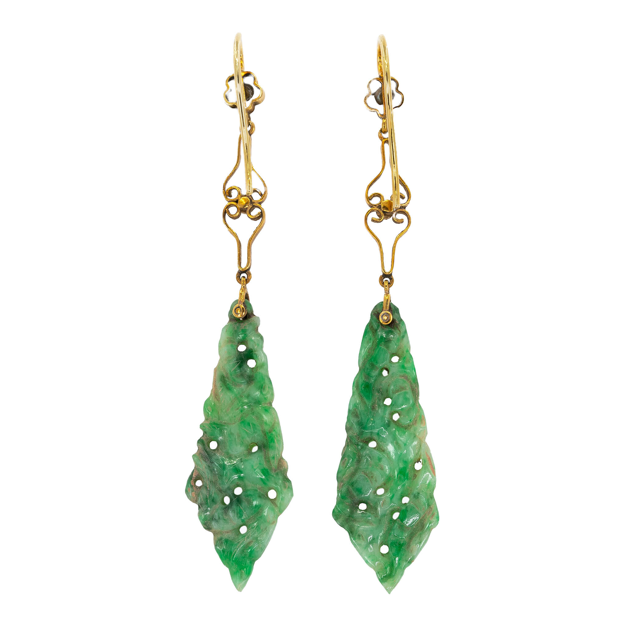 Victorian Jade and Pearl Earrings