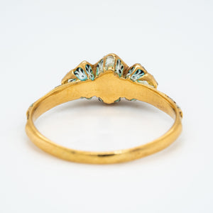 Emerald Diamond White Enamel 17th Century Ring